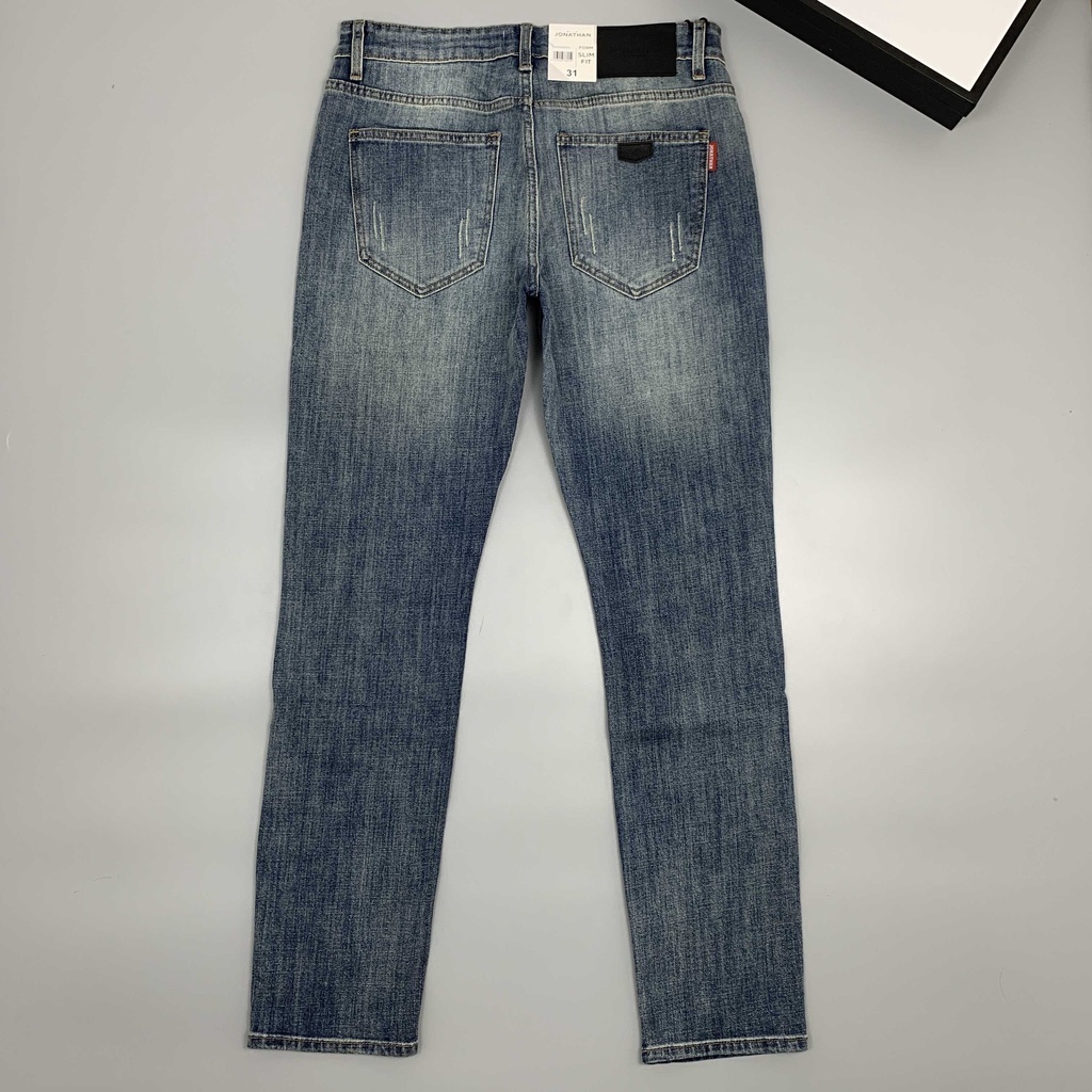 Quần jean nam xanh bạc JONATHAN QJ051 vải denim trơn cao cấp co dãn nhẹ 4 chiều, form dáng chuẩn đẹp, hottrend