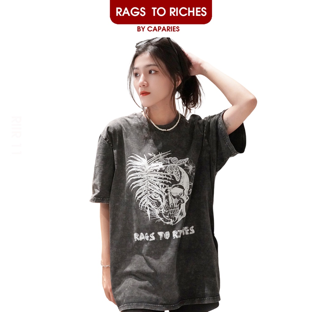 Áo Thun Nữ Cao Cấp Wash03 RAGS TO RICHES CAPARIES - Form rộng Unisex Cotton 4 chiều Chống Nhăn Cổ tròn Cao Cấp