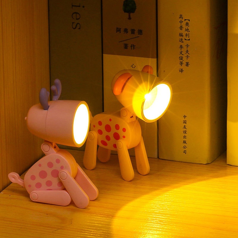 Đèn Ngủ LED Để Bàn Hình Chú Chó Nhỏ Dễ Thương Có Thể Gập Lại