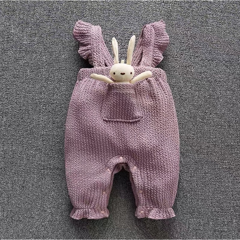 Yếm nhung dài lót bông nỉ dày cho bé gái 3-24M