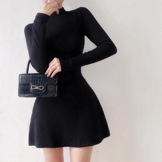 V102-Đầm cổ lọ tay dài dáng xoè Sammivnxk⭐️Freeship