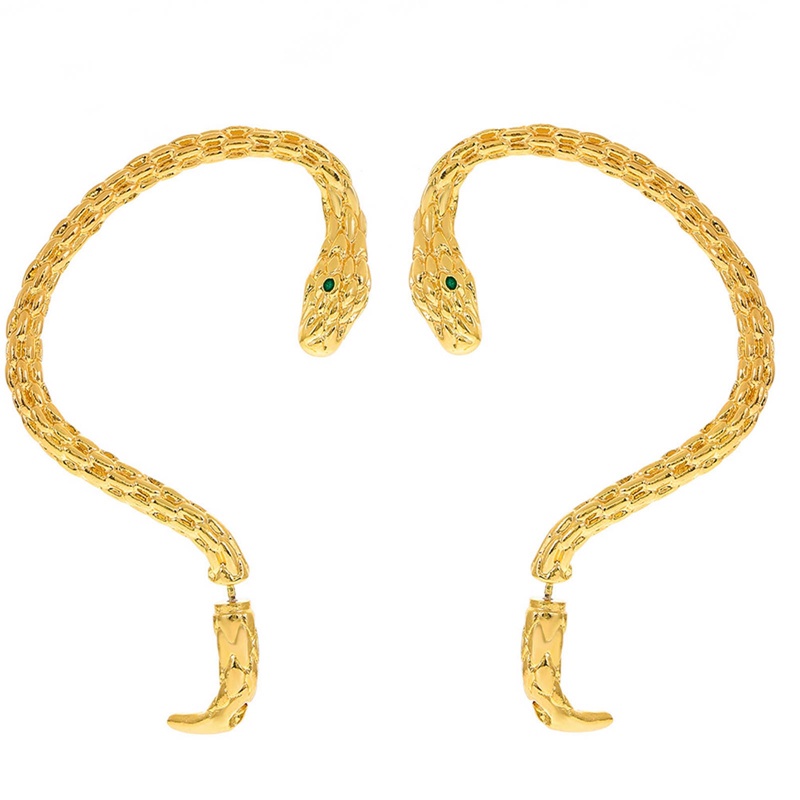 Đôi Khuyên Tai Hình Rắn Và Hoa Phong Cách Punk Thời Trang Cho Nữ