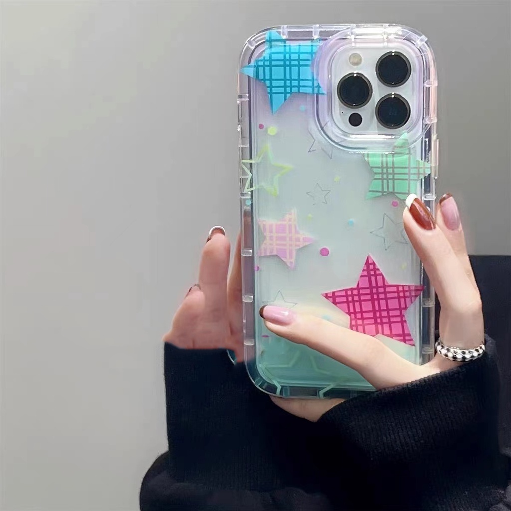 Ốp Điện Thoại TPU Silicon Mềm Trong Suốt Chống Sốc Hình Ngôi Sao Nhiều Màu Cho IPhone 14 13 12 11 Pro XS Max X XR 8 7 6 6S Plus