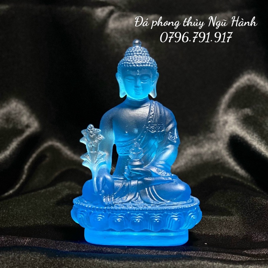 Tượng phật dược sư đá lưu ly cao cấp trang trí nội thất , tap lô ô tô - Cao 12cm