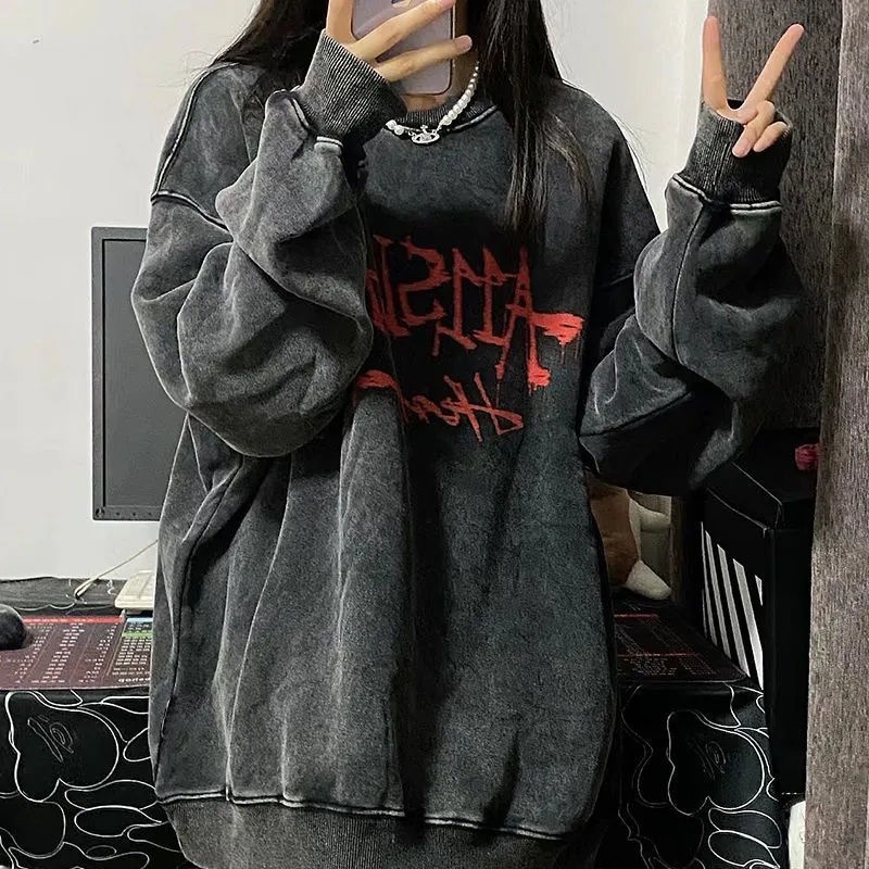 Áo Sweater Dáng Rộng Phong Cách Hip Hop Đường Phố Thời Trang Thu Đông Mới 2022