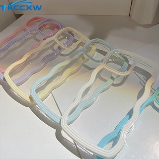 Ốp điện thoại INS Candy Color Wave Edge cho iPhone 12 11 Pro Max Vỏ silicon trong suốt chống sốc