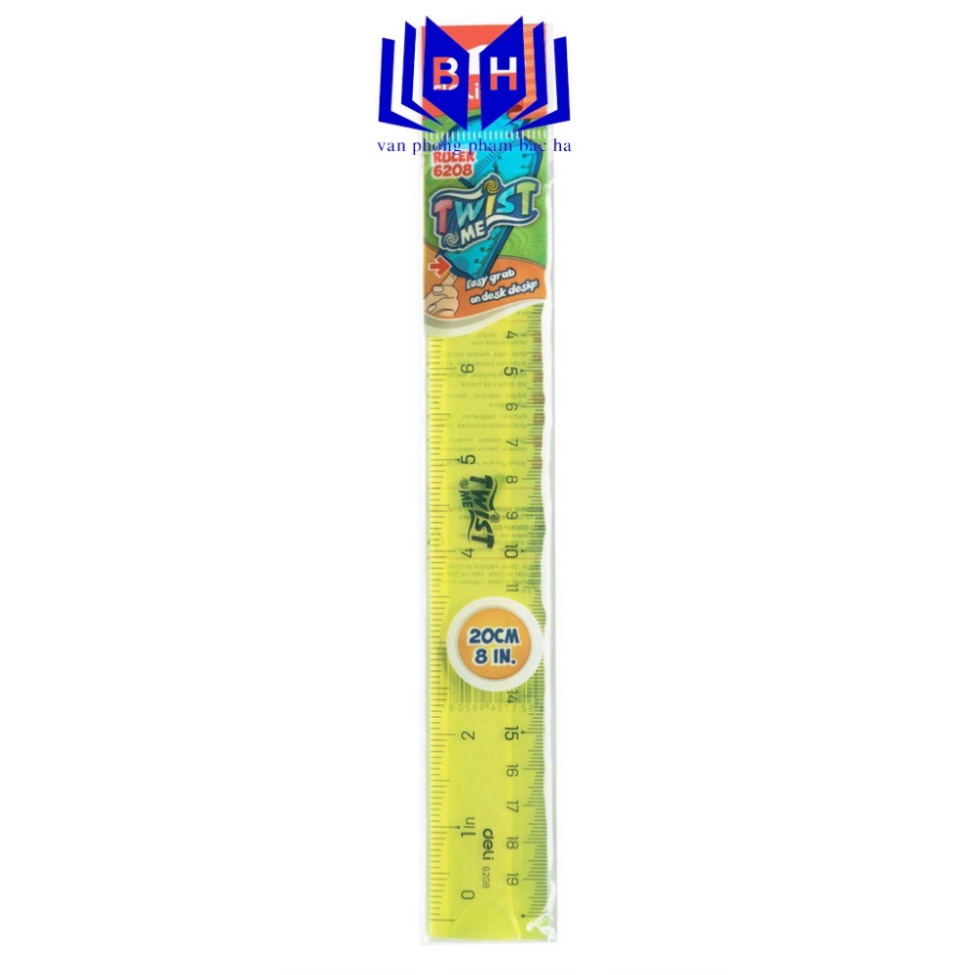 Thước kẻ nhựa dẻo EcoPVC 20cm Deli - E6208