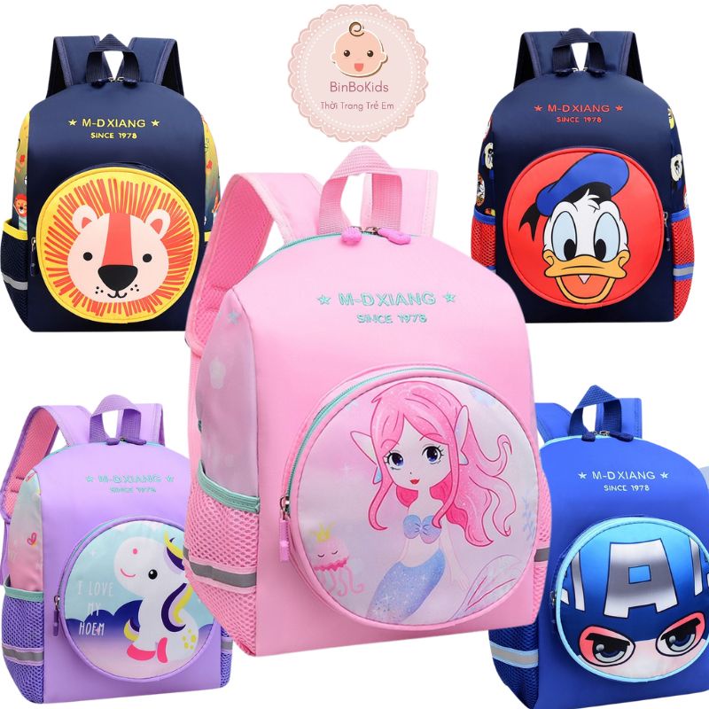 Balo trẻ em, ba lô đi học mẫu giáo mầm non siêu nhẹ Ngựa pony Công chúa Sư tử Caption Kỳ lân Unicorn GẤU YÊU SHOP