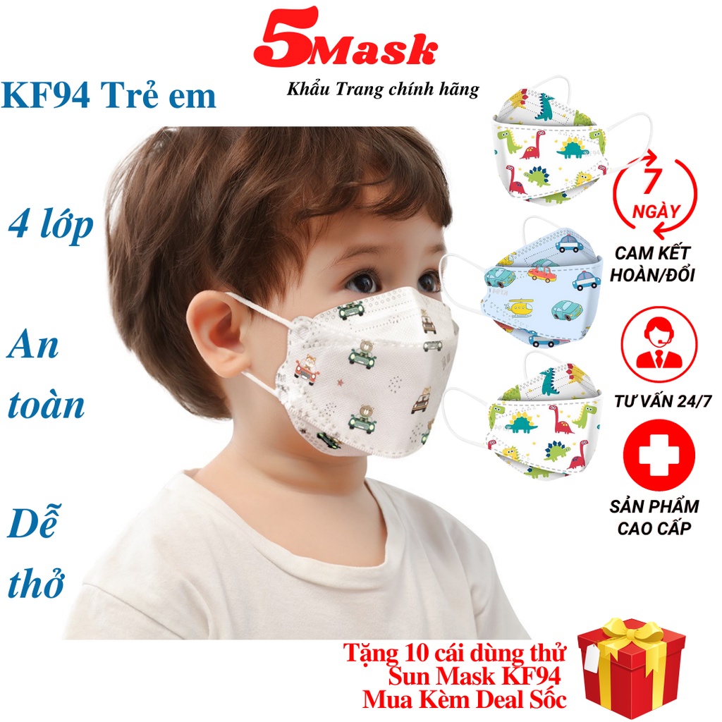 Thùng 300 Cái Khẩu Trang Trẻ Em 4 Lớp KF94 Khánh Huyền MASK Hàn Quốc Giúp Bé Kháng Khuẩn, Chống Bụi Mịn.