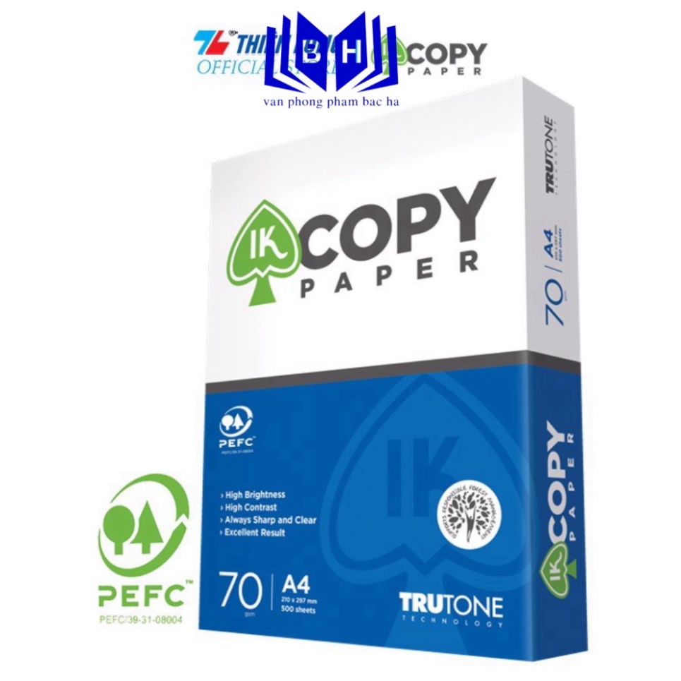 Bắc Hà - Giấy A4 70 gsm IK Copy (500 tờ) - Hàng nhập khẩu Indonesia (1 Ream)
