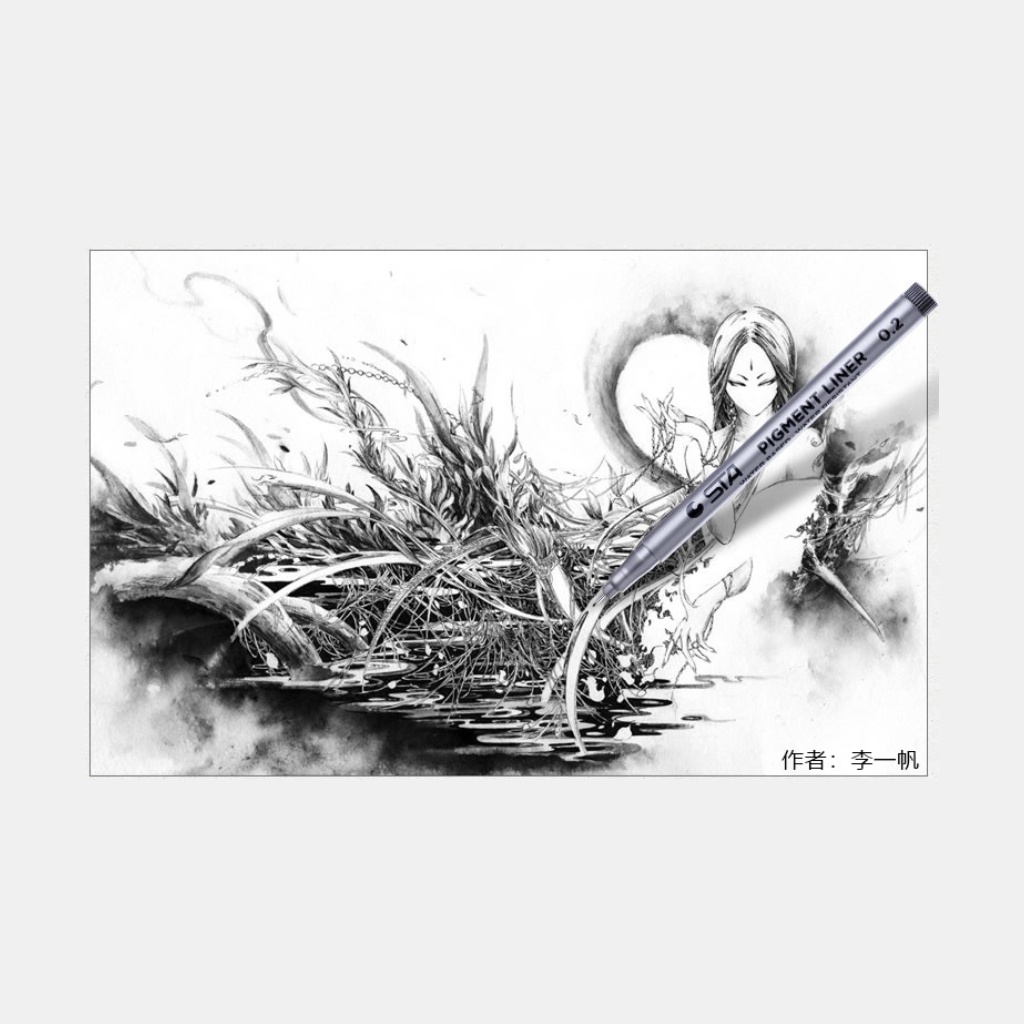 Bút/ Viết kim, viết đi nét, bút line màu đen kháng nước STA - 0.05/0.1/0.2/0.3/0.4/0.5/0.6/0.8/Brush