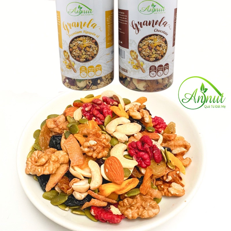 Granola siêu hạt ăn kiêng ngũ cốc (KL 500 Gr) giảm cân dinh dưỡng eat clean không đường thêm hạt Macca từ Nông Sản ANNUT