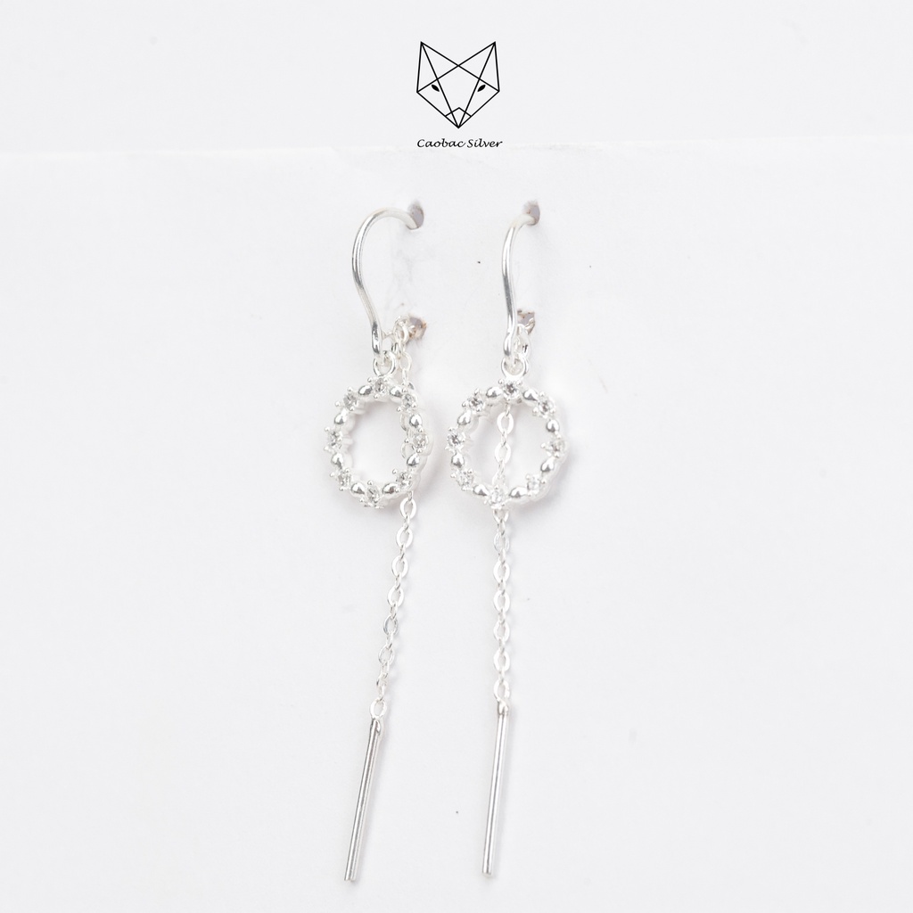 Khuyên Tai Bạc Ta Nữ CaoBac Silver Huyền Thoại Biển Xanh Thiết Kế Dây Rút Xinh Xắn Món Quà Dành Cho Bạn Gái