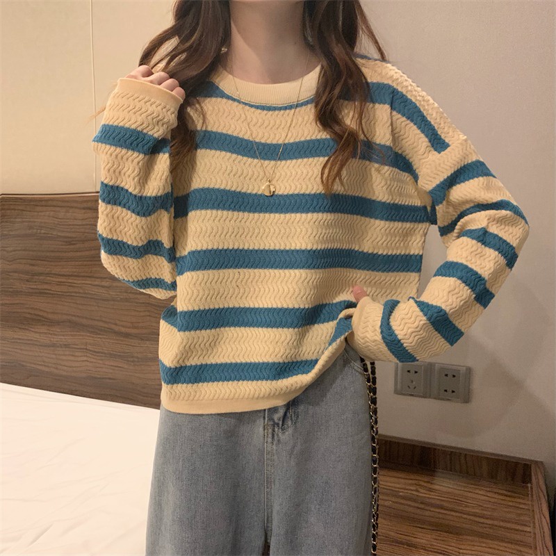 NRVP Áo sweater dài tay đơn giản thời trang phong cách Hàn Quốc cho nữ