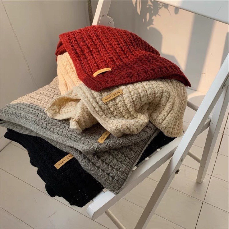 Khăn Len Quàng Cổ Nam Nữ Khăn Tag Handmade Hàn Quốc Quà Tặng Khăn Len Đôi Choàng Cổ Mùa Đông Dày Ấm -  Maxshopdoc