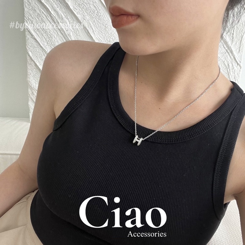 [NEW ITEMS] Dây chuyền/ Vòng cổ mạ bạc S925 thiết kế chữ H đơn giản nhẹ nhàng Hebe Ciao