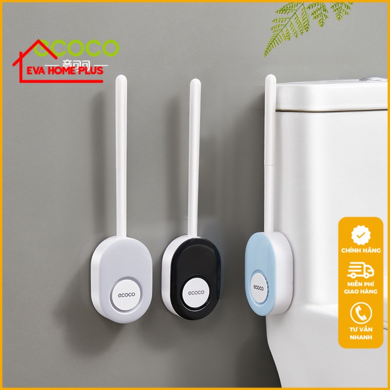Chổi cọ nhà vệ sinh silicon ECOCO chính hãng, cây chà bồn cầu treo tường E2204