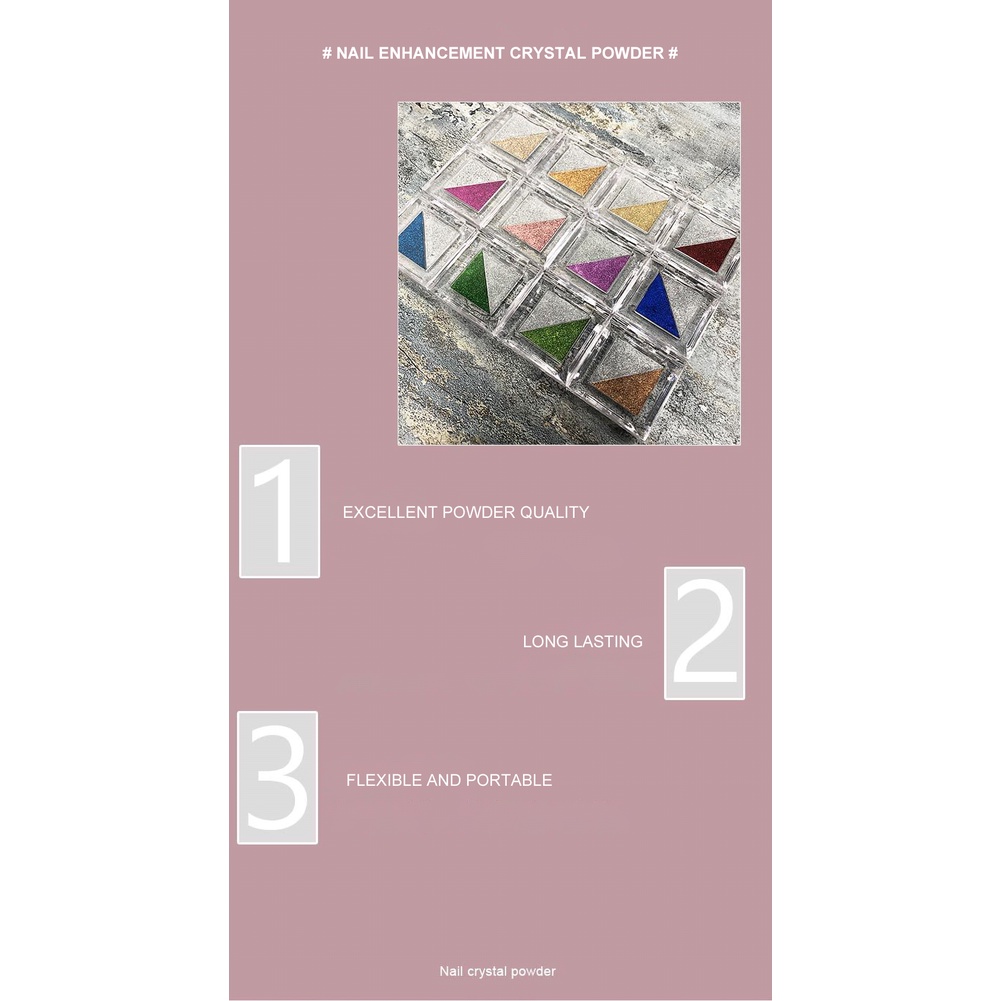 ♕Pha Lê 2 Màu Móng Tăng Cường Chắc Chắn Chiếc Gương Ma Thuật Bột Dễ Dàng Màu Sắc Và Phồng Lâu Laser Bột titan Gold Upbest