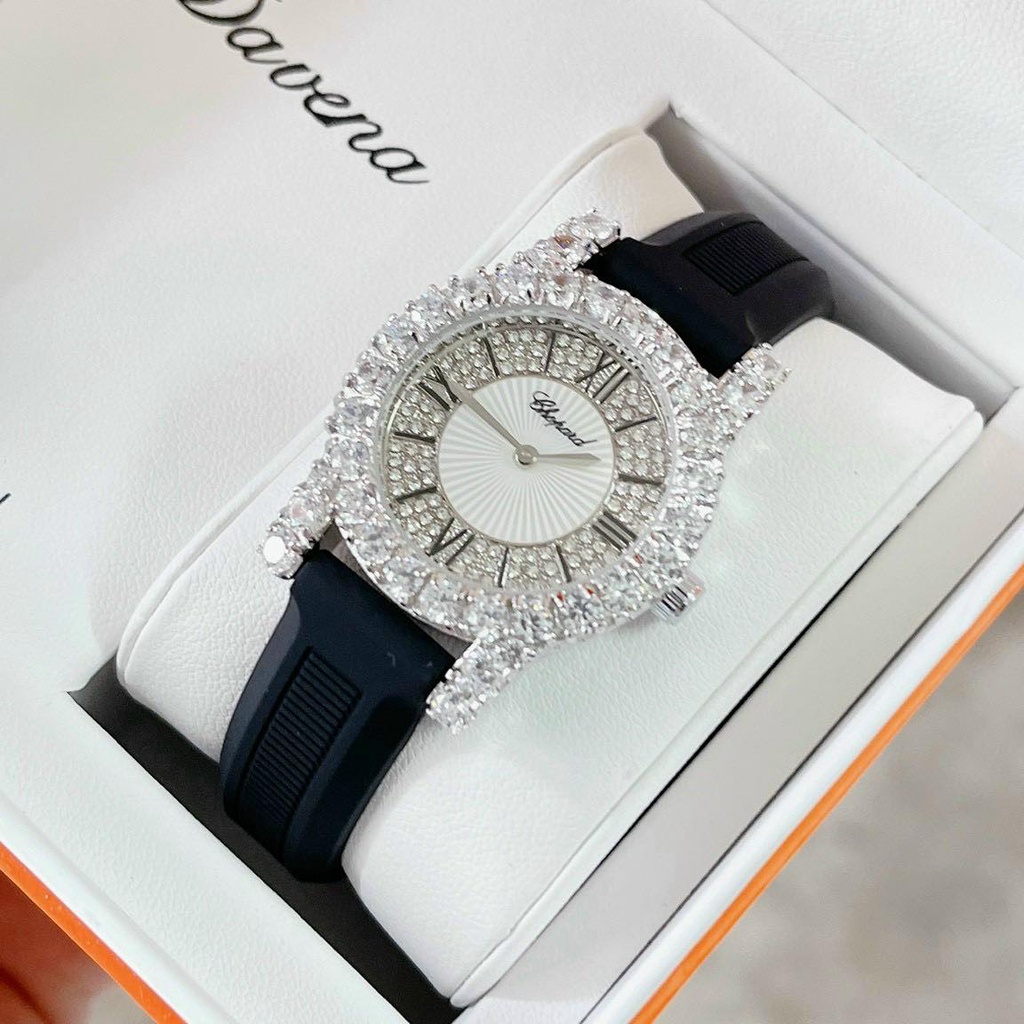 Đồng hồ nữ chopard dây da màu đen 28mm full đá  - máy quazt thụy - Bảo hành 24 tháng