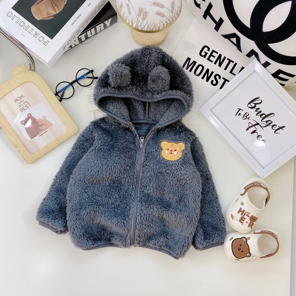 Áo khoác bé trai, Áo khoác bé gái chất liệu lông cừu 7-15kg