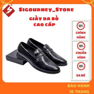 Giày lười nam da bò cao cấp thật 100% sigourney sig-11 màu đen, bảo hành 18 tháng