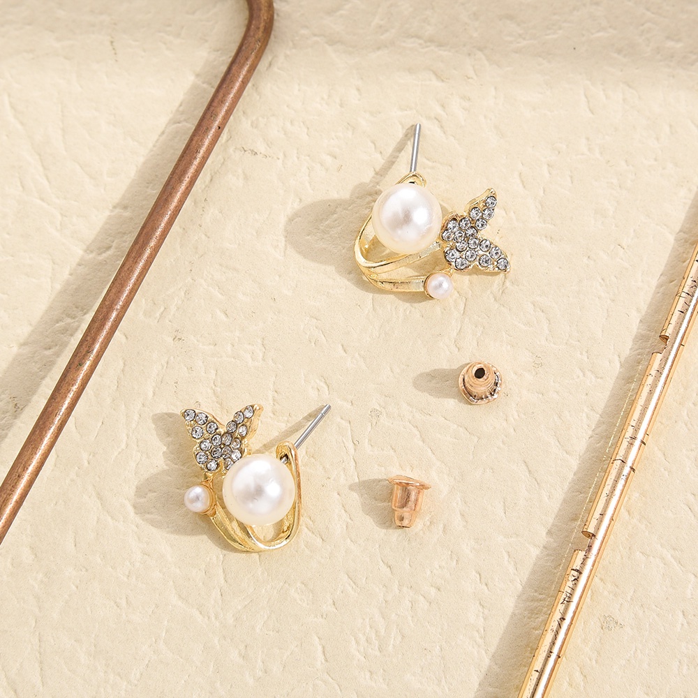 Bông Tai Hình Bướm Đính Ngọc Trai Sang Trọng Cho Nữ