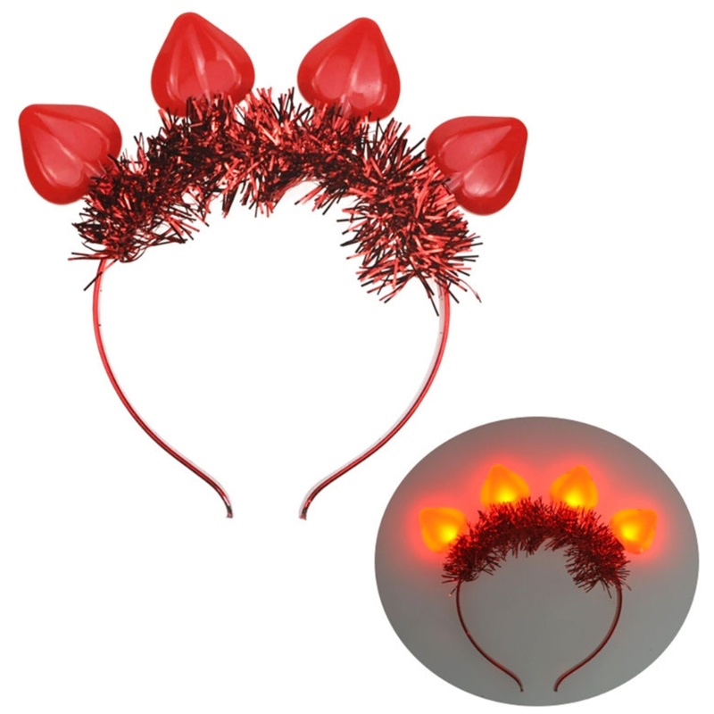 Flgo Băng Đô Cài Tóc Hình Trái Tim Đỏ Có Đèn LED Phát Sáng Trong Đêm Valentine