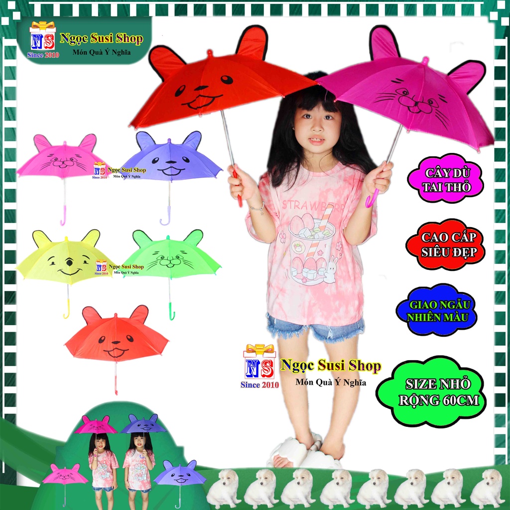 CÂY DÙ TAI THỎ HÌNH THÚ CHO BÉ SIÊU DỄ THƯƠNG DÙNG ĐỂ CHE NẮNG MƯA - CÂY DÙ CHO BÉ
