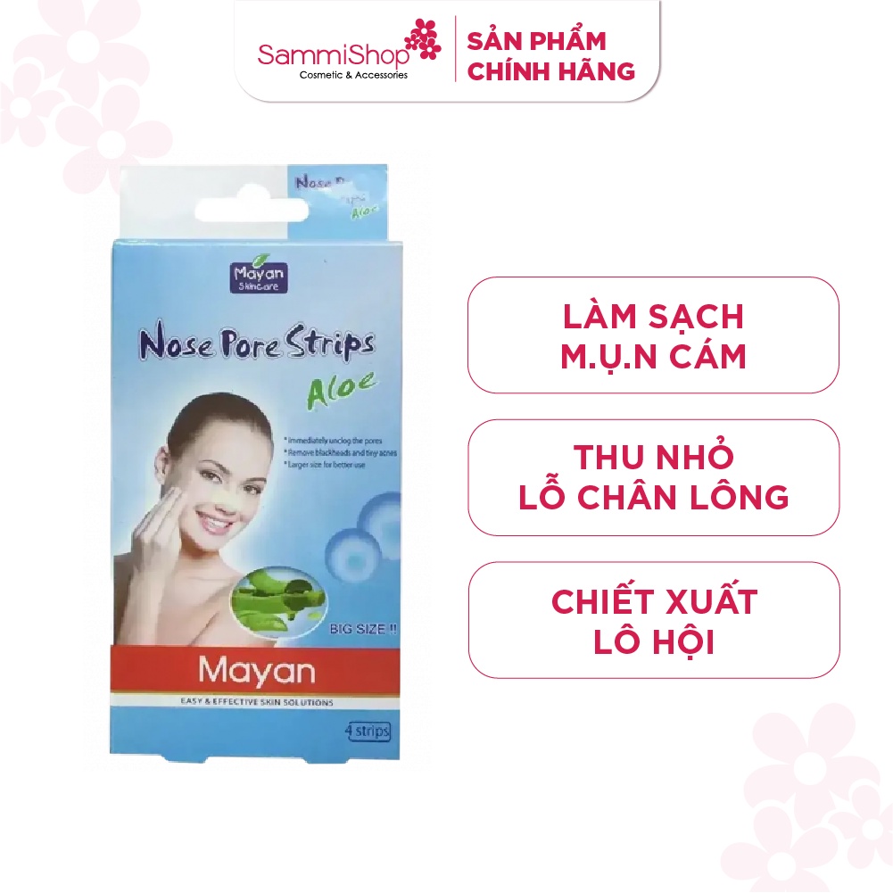 Miếng lột mụn lô hội Mayan Nose Pore Strips Aloe