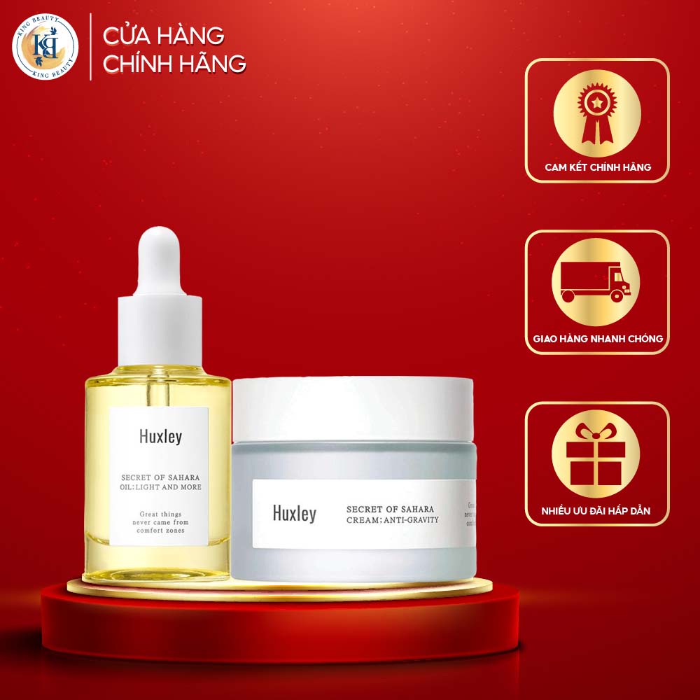 Combo Cấp Ẩm, Điều Tiết Bã Nhờn Chiết Xuất Xương Rồng Huxley (Serum Light And More 30ml + Kem Anti–Gravity 50ml)