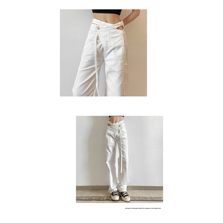 Quần ống rộng Lưng Cao Phong Cách Punk Đường Phố Thời Trang Thu Đông 2021 Dành Cho Bạn Nữ