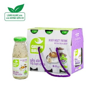 Lốc Green Bird - Nước Uống Bổ Dưỡng Yến Sào và Hạt Chia - 6 chai 185ml