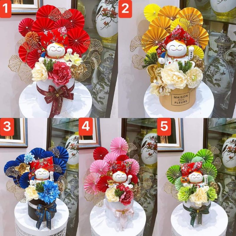 Bộ quạt xếp decor, trang trí hoa hottrend 2022