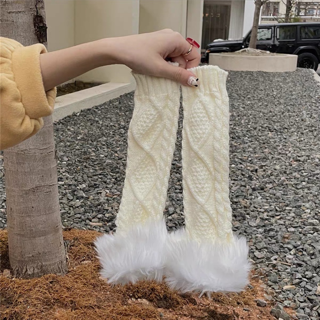 Găng Tay Len Hở Ngón Màu Trơn y2k Thời Trang Mùa Đông Dành Cho Nữ