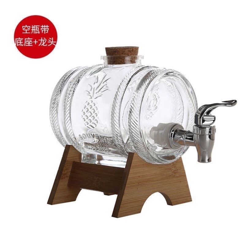 Bình 1000ml Thuỷ Tinh Có Vòi Tặng Kèm Chân Gỗ