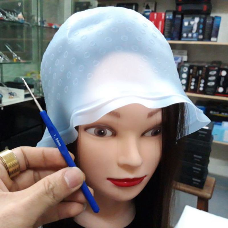 Nón Móc Light Cao Su Loại Tốt Dùng Bền, Mũ Móc Highlight Nhuộm Tóc Silicon Cho Salon.