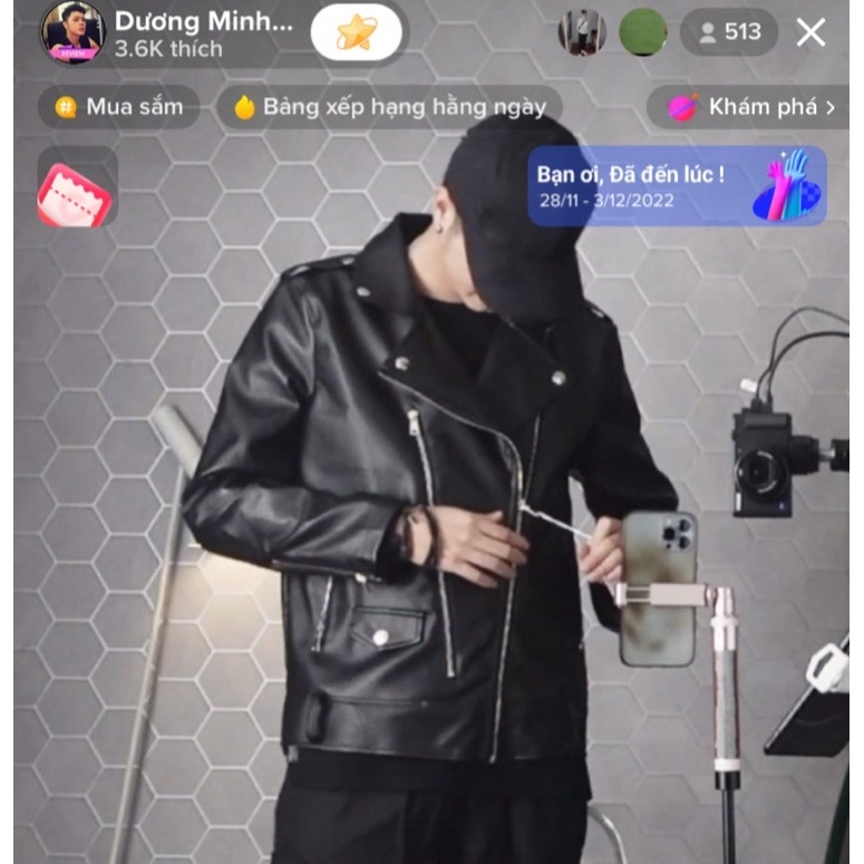 Áo khoác da biker AGUSS Fullbox, chất da nhân tạo nhập khẩu cao cấp | Áo da biker jacket đen