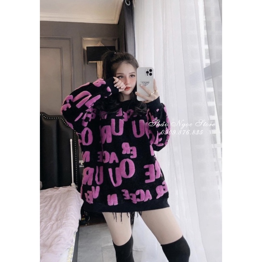 Áo len chữ nổi form rộng hàng nhập QC! (Hàng sẵn) | BigBuy360 - bigbuy360.vn