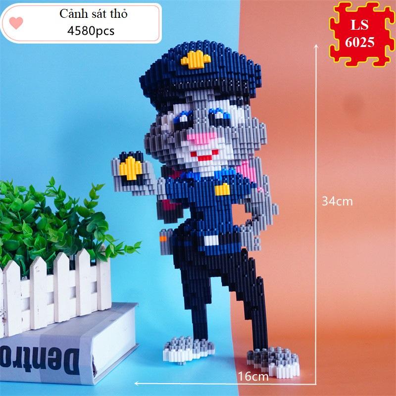 Đồ Chơi Lắp Ráp mô hình 3D Chú Thỏ Cảnh Sát, Cáo Dễ Thương Nhân Vật Zootopia Và Thỏ Judy Nick cho bé