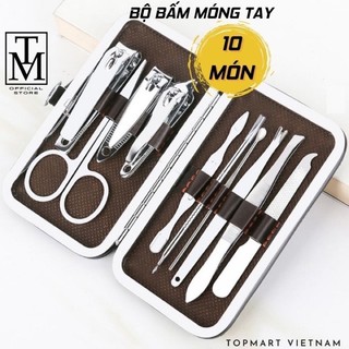 Bộ bấm móng tay 10 món thép không gỉ - bộ cắt móng tay làm nail cao cấp