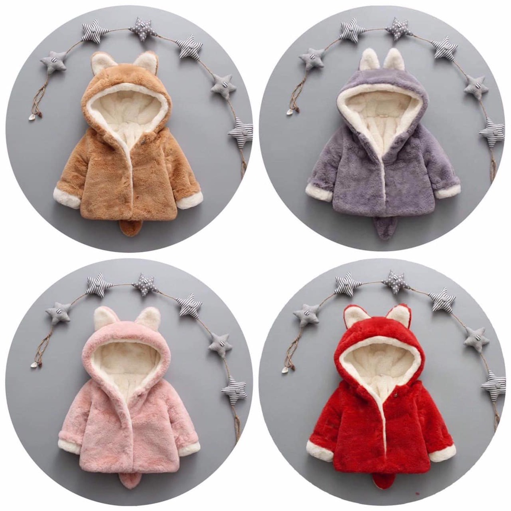 ÁO KHOÁC LÔNG TAI THỎ CHO BÉ GÁI