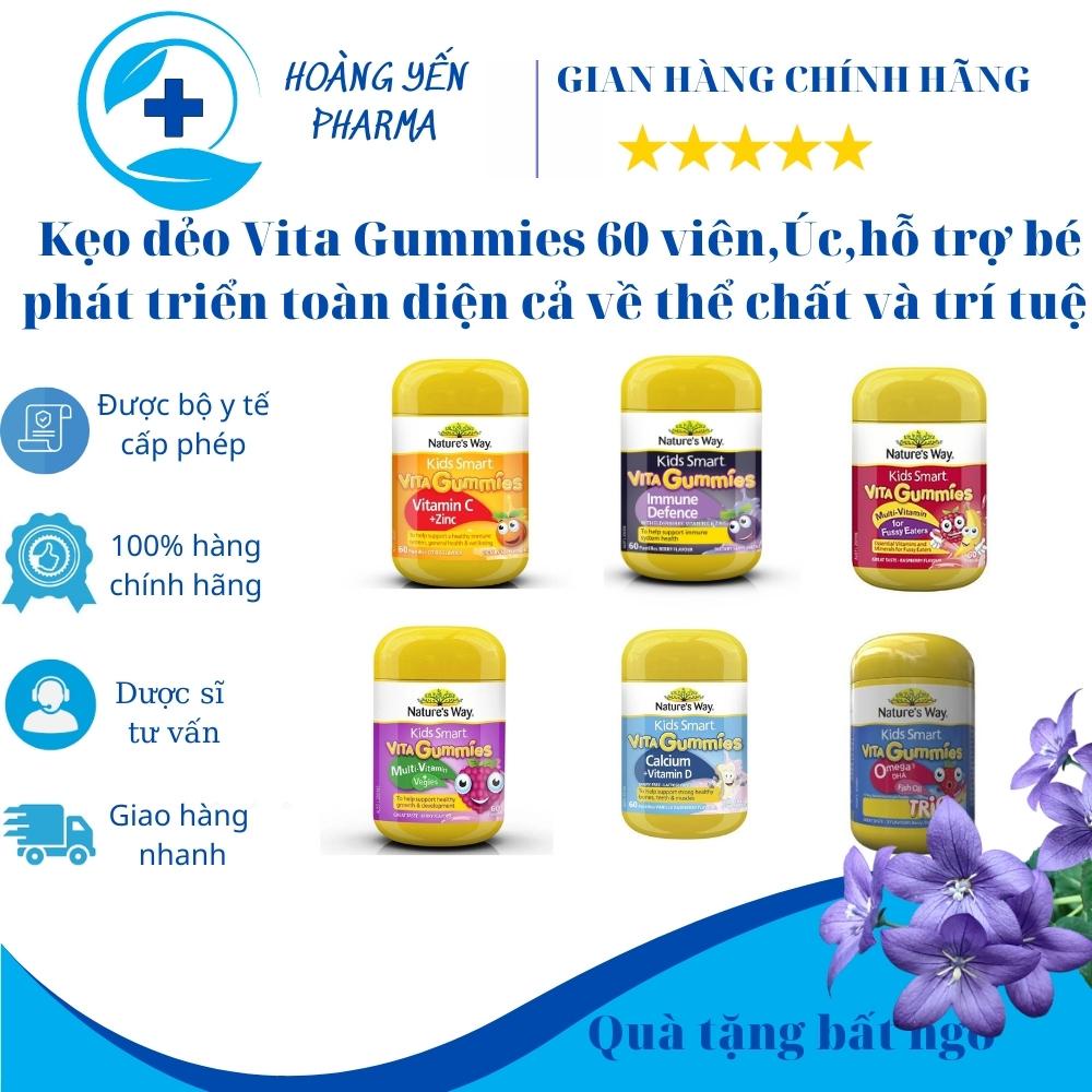 Combo kẹo dẻo Nature's Way Kids Smart Vita Gummies 60 viên,Úc,hỗ trợ bé phát triển toàn diện cả về thể chất và trí tuệ