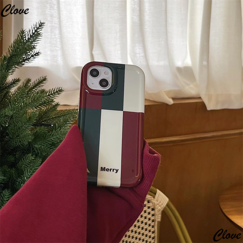 Ốp Điện Thoại Mềm Chống Sốc Họa Tiết Kẻ Sọc Đơn Giản Phong Cách Giáng Sinh Cho Iphone 11 12 13Promax 14