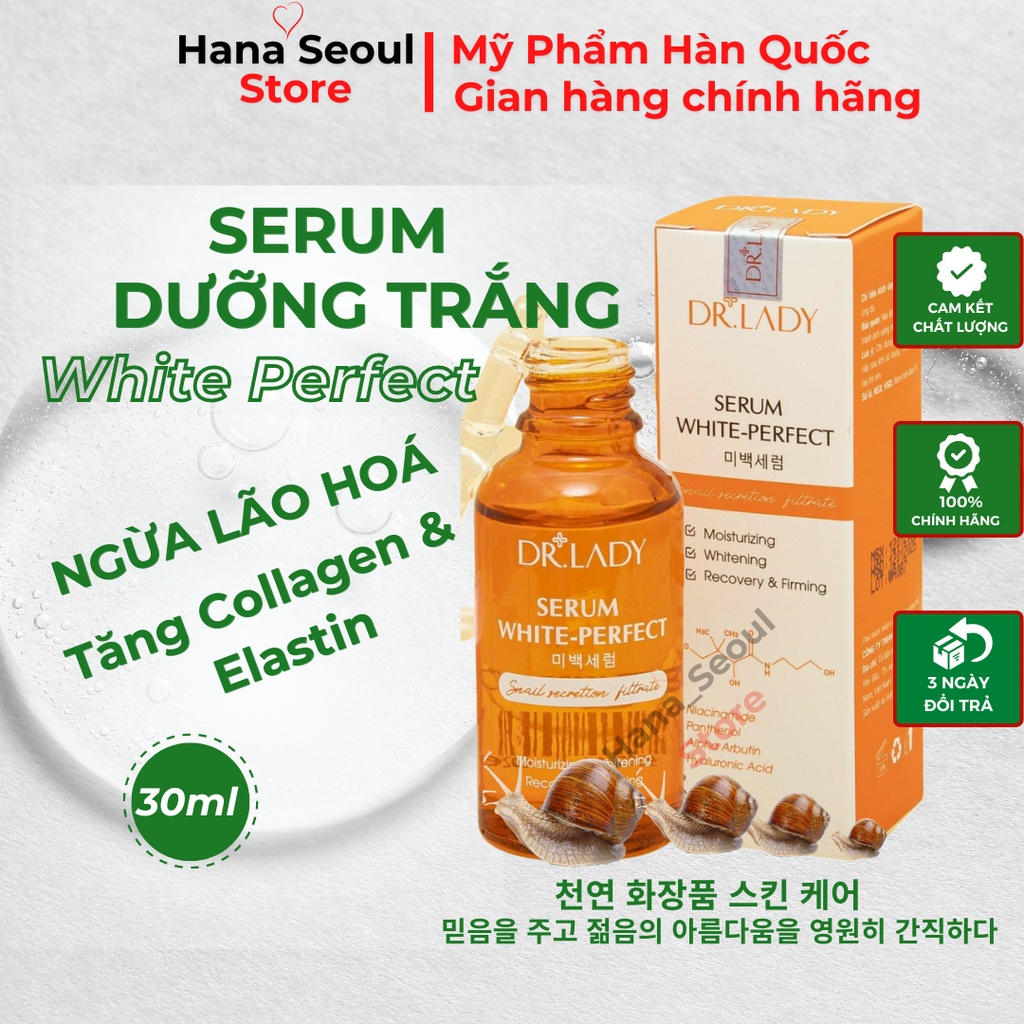 Serum Dưỡng Trắng Da Hàn Quốc, Serum Niacinamide Phục Hồi Chăm Sóc Da Ngày Đêm Dr.lady White Perfect 30ml