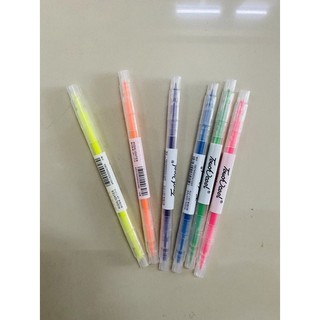 bút highlight dạ quang 6 màu 2 đầu