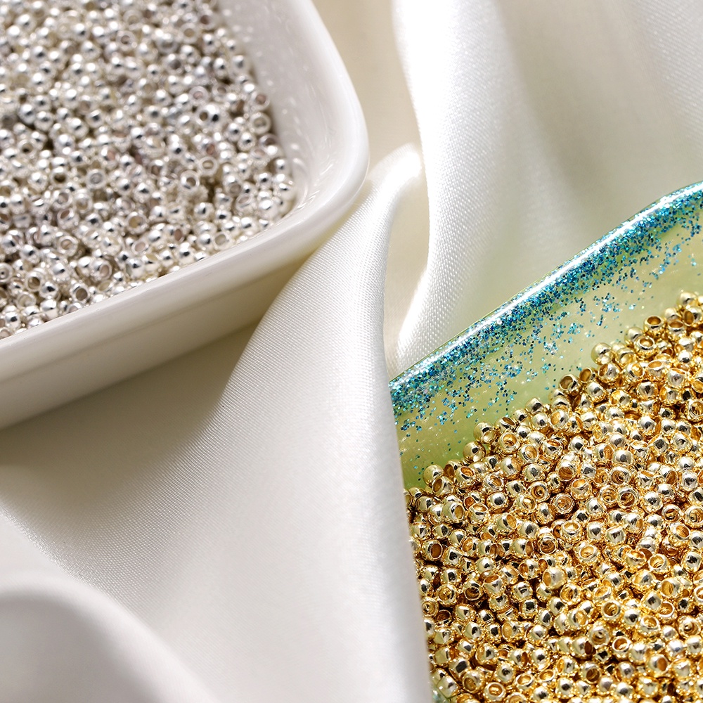 Set 100 hạt cườm xỏ lỗ ST.KUNKKA bằng đồng mạ vàng/ mạ bạch kim dành cho làm đồ trang sức DIY thủ công