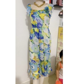 ĐẦM VOAN HOA XANH SIZE M-L