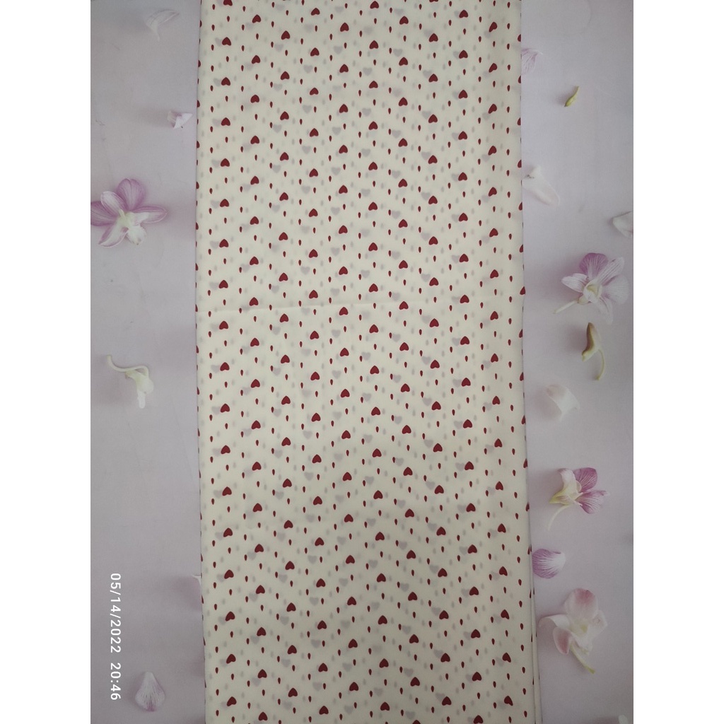 2m Vải lụa lạnh hoạ tiết tim siêu nhí (lụa Mango chính phẩm)