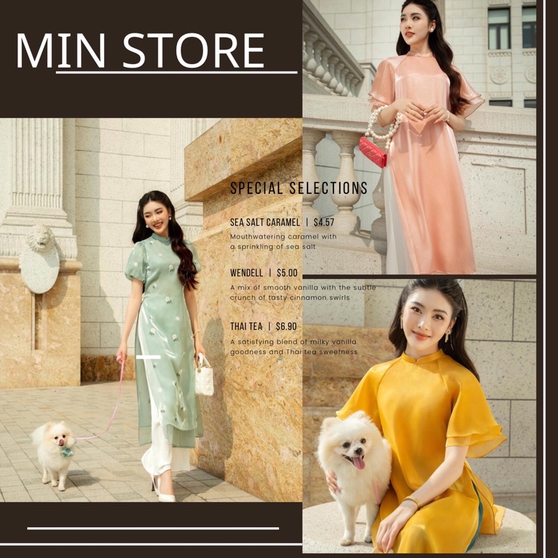 Áo dài cách tân hot nhất Tết 2023, áo dài xinh, phorm dáng chuẩn với ba màu sắc -MIN003