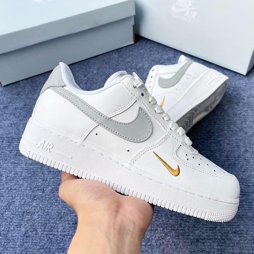Giày Nike_AF1 Nam Nữ Thể Thao, Giày Air Force 1 Xám Thêu Vàng Thời Trang Hàng Đẹp Full Box